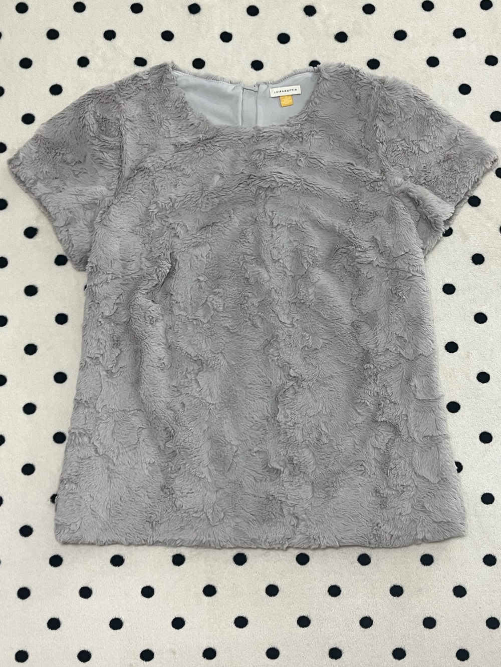 Anthropologie Leifsdottir Gray Faux Fur Top Size S